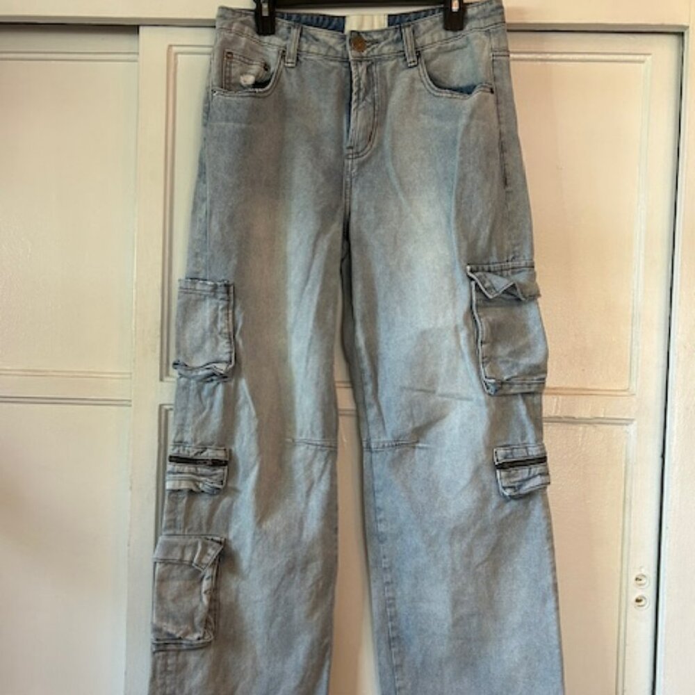One Teaspoon Jeans Carpenter Utility Cargo Pants Women's 29 Baggy Wide Leg